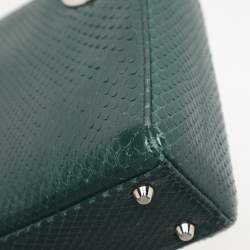 Pre Owned Dior Green Python Mini Lady Dior Chain Tote