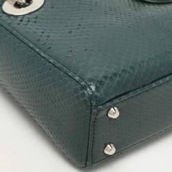 Pre Owned Dior Green Python Mini Lady Dior Chain Tote