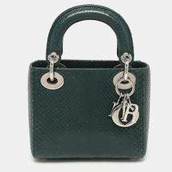 Dior Green Python Mini Lady Dior Chain Tote