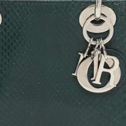 Pre Owned Dior Green Python Mini Lady Dior Chain Tote