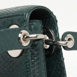 Pre Owned Dior Green Python Mini Lady Dior Chain Tote
