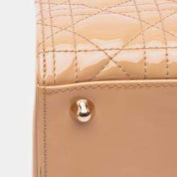 Dior Beige Patent Leather Large Lady Dior Tote Bag