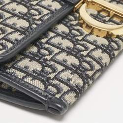 Dior Navy Blue Oblique Canvas 30 Montaigne Chain Clutch