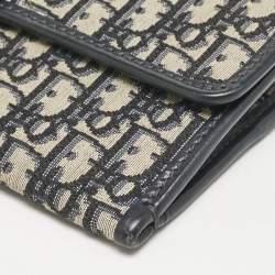 Dior Navy Blue Oblique Canvas 30 Montaigne Chain Clutch