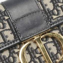Dior Navy Blue Oblique Canvas 30 Montaigne Chain Clutch
