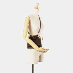Dior Dark Brown Leather Fermoir Top Handle Bag