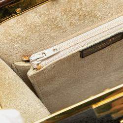 Dior Dark Brown Leather Fermoir Top Handle Bag