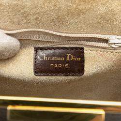 Dior Dark Brown Leather Fermoir Top Handle Bag