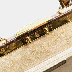 Dior Dark Brown Leather Fermoir Top Handle Bag