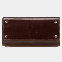 Dior Dark Brown Leather Fermoir Top Handle Bag