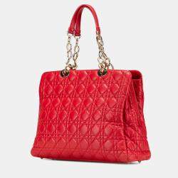 Dior Red Large Lambskin Cannage Soft Zipped Shopping Tote