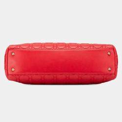 Dior Red Large Lambskin Cannage Soft Zipped Shopping Tote