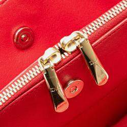 Dior Red Large Lambskin Cannage Soft Zipped Shopping Tote