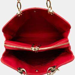 Dior Red Large Lambskin Cannage Soft Zipped Shopping Tote