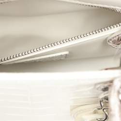 Dior White/Brown Himalayan Crocodile Small Lady Dior Tote