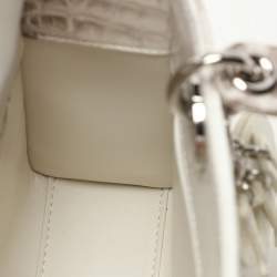 Dior White/Brown Himalayan Crocodile Small Lady Dior Tote