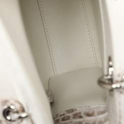 Dior White/Brown Himalayan Crocodile Small Lady Dior Tote