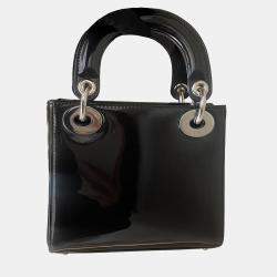 مملوكة مسبقًا Dior Lady Dior Mini Bag Black & Grey Patent Leather