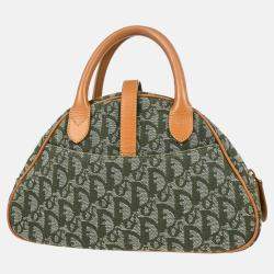 Pre Owned Dior Green Canvas Double Saddle Trotter Handbag