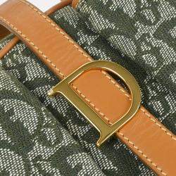 Pre Owned Dior Green Canvas Double Saddle Trotter Handbag