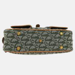 Pre Owned Dior Green Canvas Double Saddle Trotter Handbag