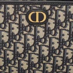 Pre Owned Dior Navy Blue Oblique Jacquard Canvas 30 Montaigne Pouch