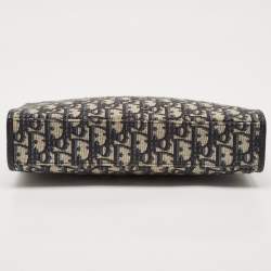 Pre Owned Dior Navy Blue Oblique Jacquard Canvas 30 Montaigne Pouch