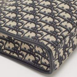 Pre Owned Dior Navy Blue Oblique Jacquard Canvas 30 Montaigne Pouch