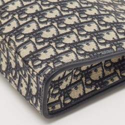 Pre Owned Dior Navy Blue Oblique Jacquard Canvas 30 Montaigne Pouch