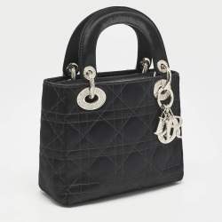 مملوكة مسبقًا Dior Black Cannage Satin Mini Crystals Embellished Lady Dior Tote
