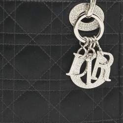 مملوكة مسبقًا Dior Black Cannage Satin Mini Crystals Embellished Lady Dior Tote