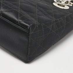 مملوكة مسبقًا Dior Black Cannage Satin Mini Crystals Embellished Lady Dior Tote