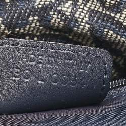 Pre Owned Dior Navy Blue Oblique Denim and Leather D Charm Shoulder Bag