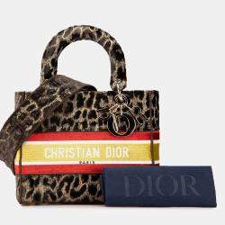 Dior Brown Velvet Leopard Mizza Lady D Lite Medium Shoulder Bag