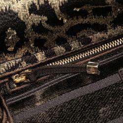 Dior Brown Velvet Leopard Mizza Lady D Lite Medium Shoulder Bag