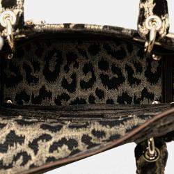 Dior Brown Velvet Leopard Mizza Lady D Lite Medium Shoulder Bag