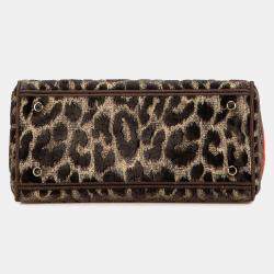 Dior Brown Velvet Leopard Mizza Lady D Lite Medium Shoulder Bag