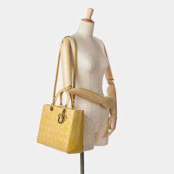 Dior Yellow Large Patent Cannage Lady Dior