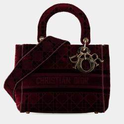 Dior Red Medium Velvet Cannage Lady D Lite
