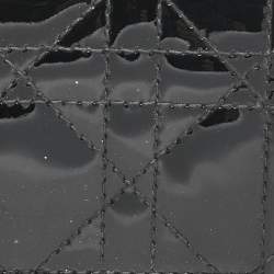 Pre Owned Dior Black Cannage Patent Leather Lady Dior Trifold Wallet