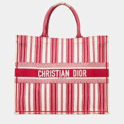 Dior Red Large Striped Book Tote
