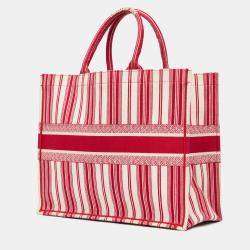 Dior Red Large Striped Book Tote