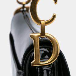 Dior Black Patent Saddle Bag