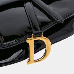 Dior Black Patent Saddle Bag