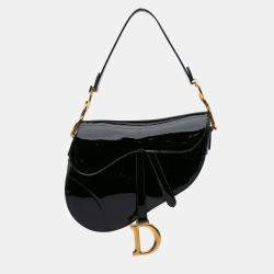 Dior Black Patent Saddle Bag