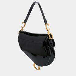 Dior Black Patent Saddle Bag