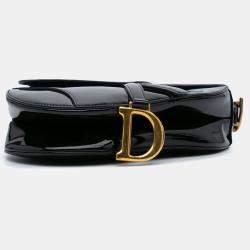 Dior Black Patent Saddle Bag