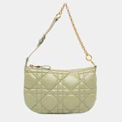 Dior Green Mini Calfskin Macrocannage Dior Caro Tulip Bag