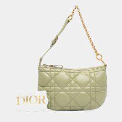 Dior Green Mini Calfskin Macrocannage Dior Caro Tulip Bag