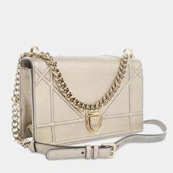 Dior Gold Medium Metallic Calfskin Diorama Flap